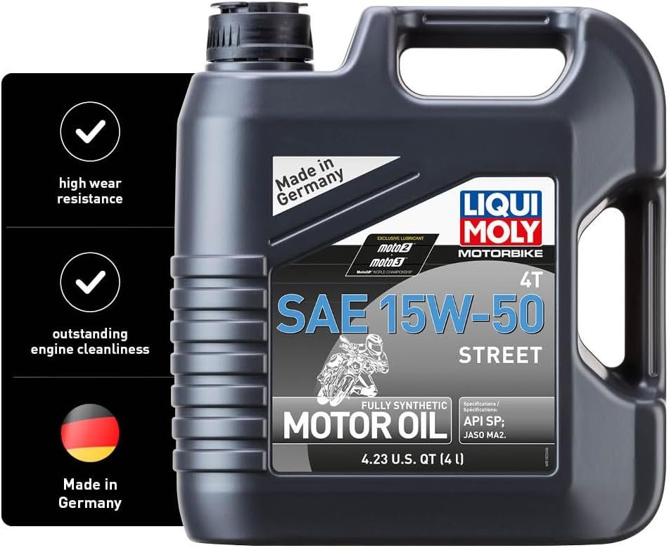 LIQUI MOLY 15W-50 Fully Synthetic Motorcycle Oil – 4L for Street Bikes