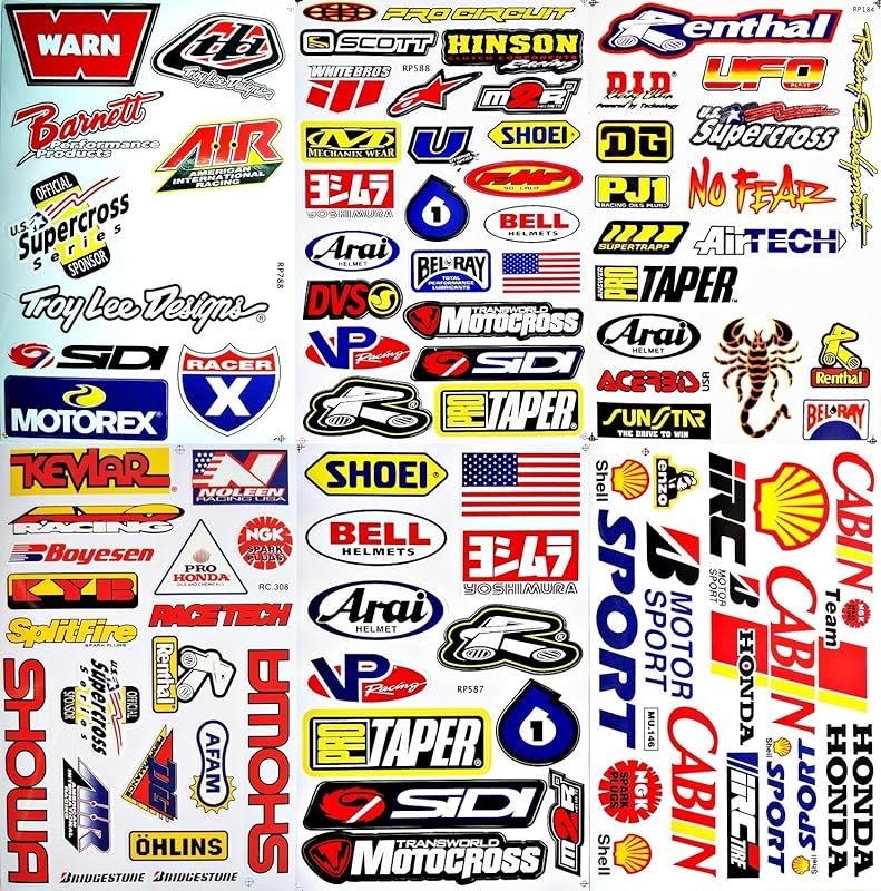 Motocross ATV Supercross Sticker Pack – 6 Sheets of High-Quality Vinyl