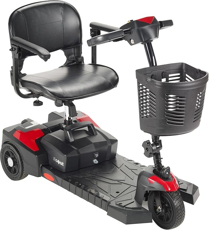 Drive Medical Spitfire Scout 3 Compact Travel Scooter, 3-Wheel, Red/Bl