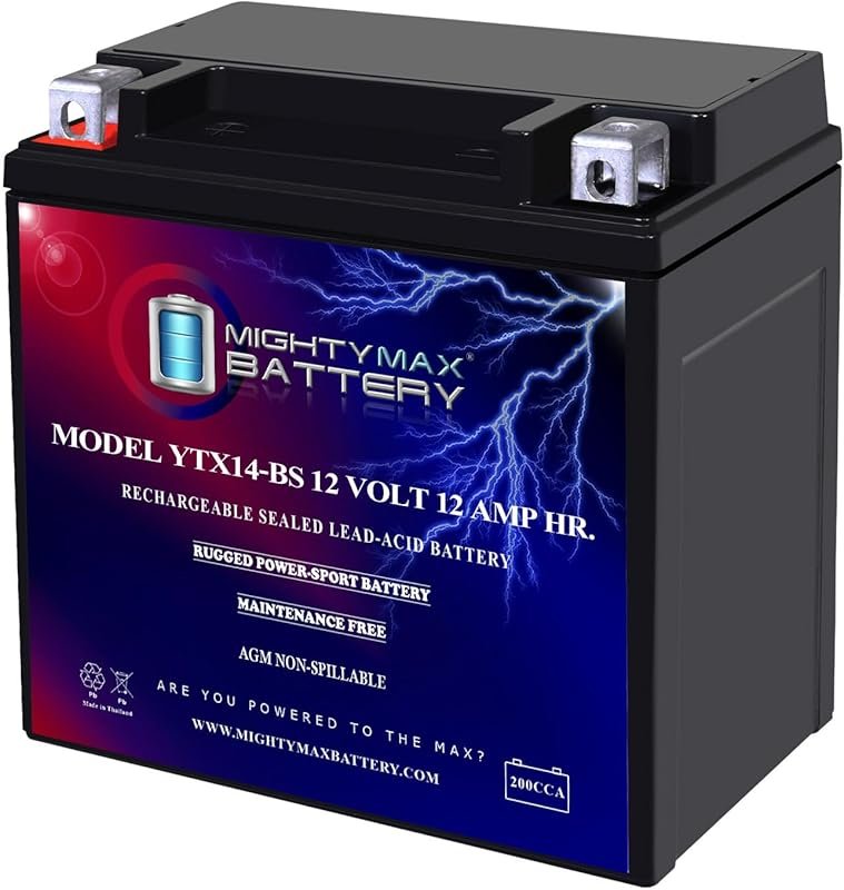 Mighty Max Battery YTX14-BS 12V 12AH 200CCA Rechargeable Maintenance-F