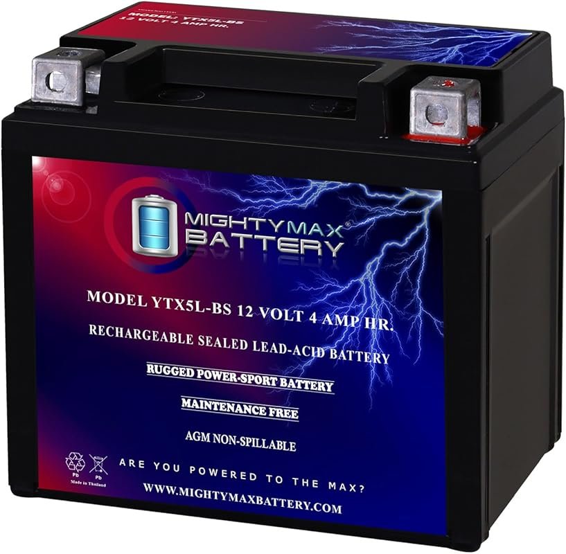 Mighty Max Battery YTX5L-BS: 12V 4AH SLA AGM Rechargeable Maintenance-