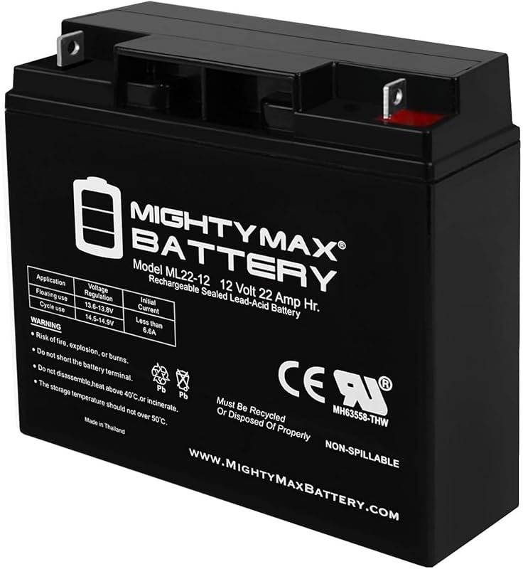 Mighty Max ML22-12 12V 22AH SLA AGM Battery with Nut and Bolt Terminal
