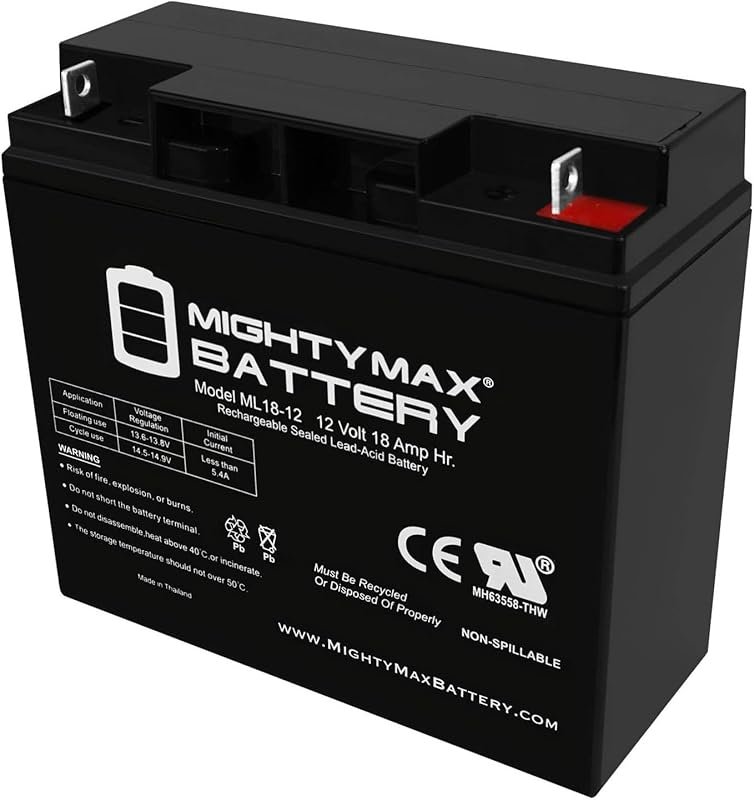 Mighty Max Battery ML18-12: 12V 18AH Nut and Bolt Terminal Rechargeabl