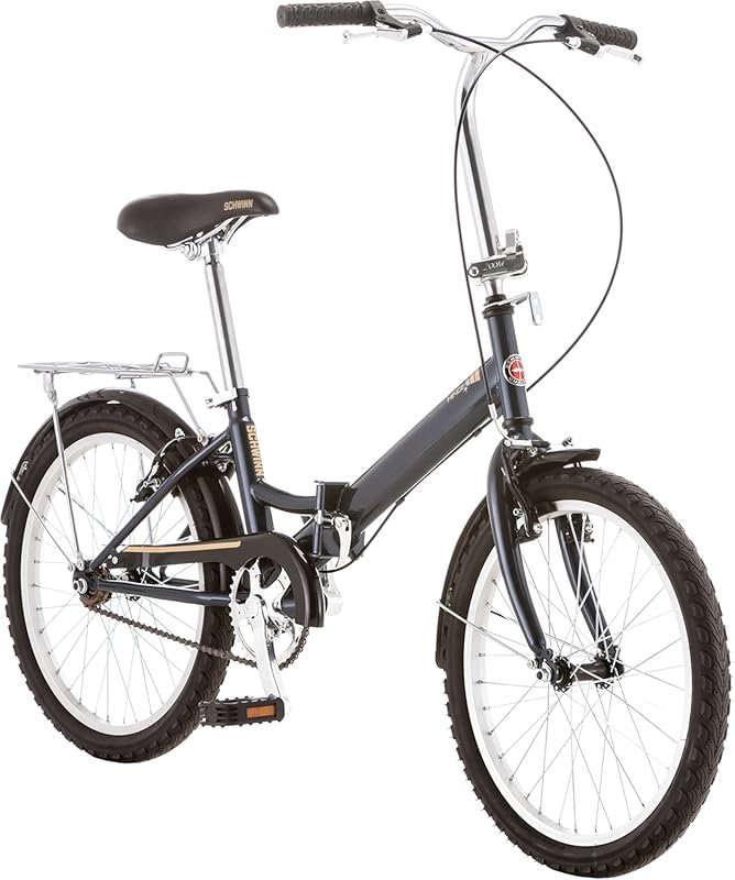 Schwinn Hinge Adult Folding Bike: 20-inch Wheels, Rear Carry Rack, Car