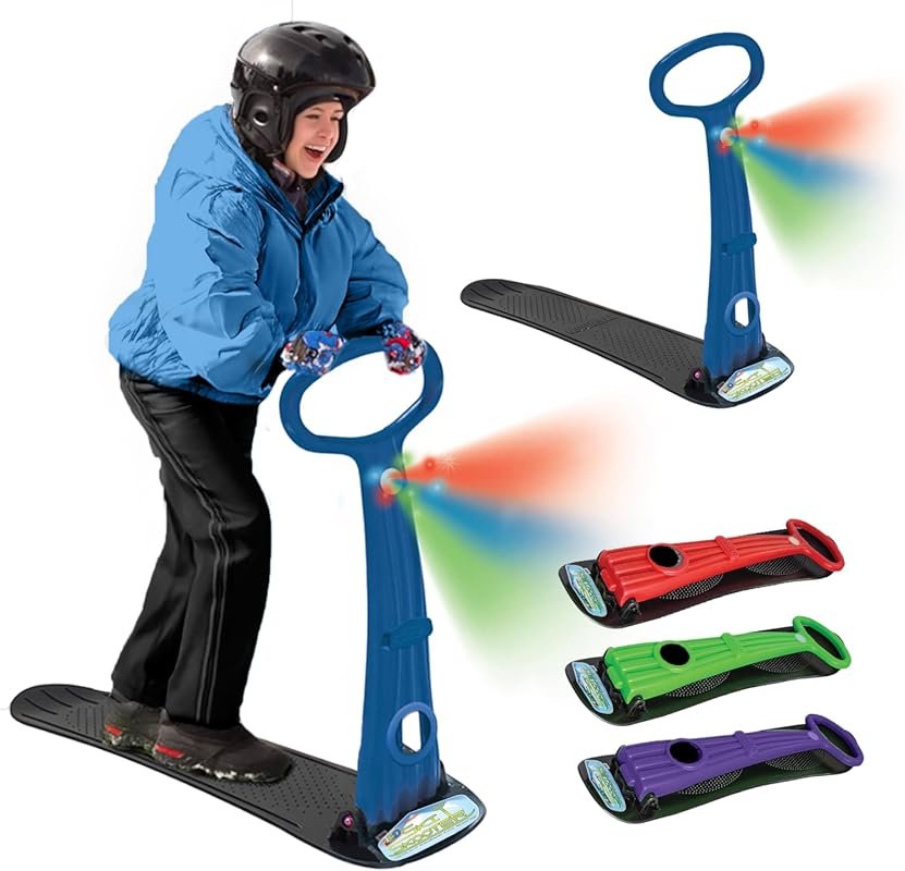Geospace Foldable Snow Scooter Ski Skooter Kids Sled Snowboard with LE