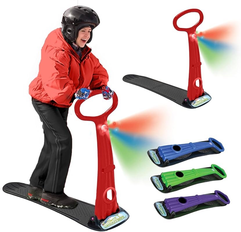 Geospace Foldable Snow Scooter Ski Skooter Kids Sled Snowboard with LE