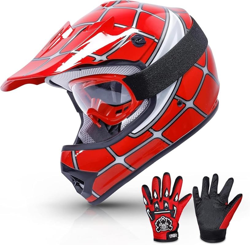 TCMT Youth DOT Certified Motocross Helmet with Goggles and Gloves