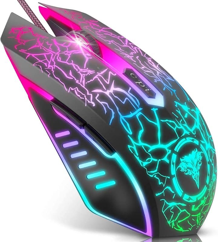 BENGOO Wired Gaming Mouse with RGB Backlit, 4 DPI Up to 3600 & 6 Progr