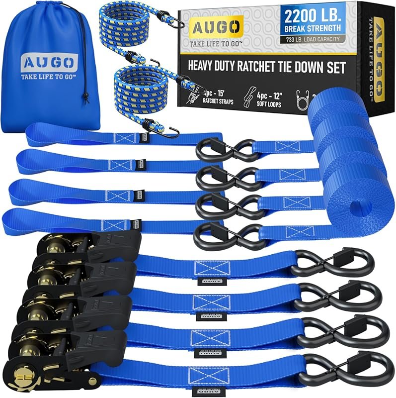 AUGO Ratchet Straps Heavy Duty 4 Pack