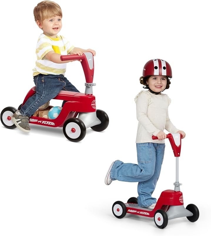 Radio Flyer Scoot 2 Scooter: 2-in-1 Ride On/Scooter, Flip Deck, Durabl
