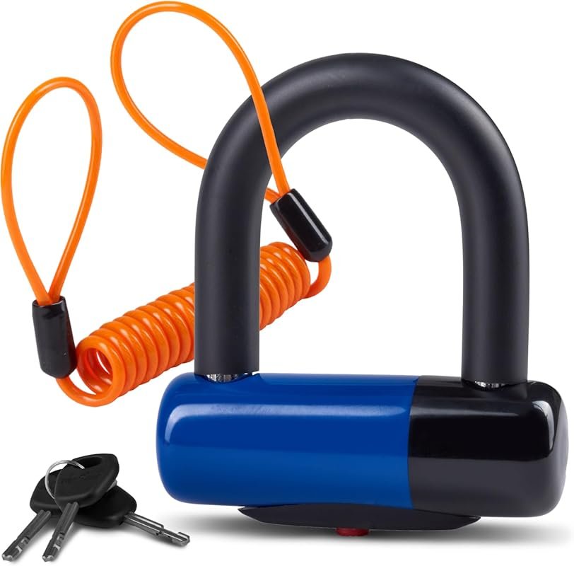 Anti Theft Heavy Duty Motorcycle Disc Lock with Reminder Cable & Pouch