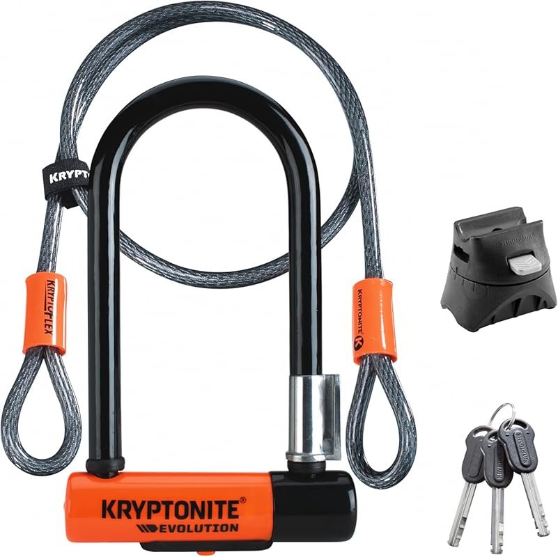 Kryptonite Evolution Mini-7 Bike U-Lock with 4ft Security Cable and 3 