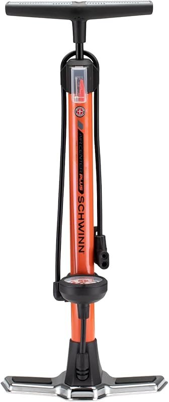 Schwinn Air Center Series Floor Pump: 100-160 PSI, Soft Grip, Dual Sch