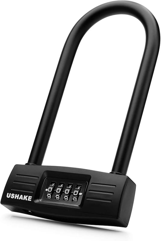 USHAKE Heavy Duty Combination Bike U Lock: Anti-Theft Security for Bik