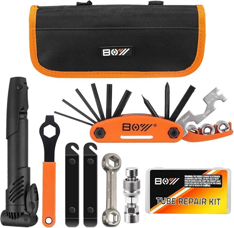 Portable Bicycle Repair Bag: All-in-One Tool Kit with Tire Pump & Glue