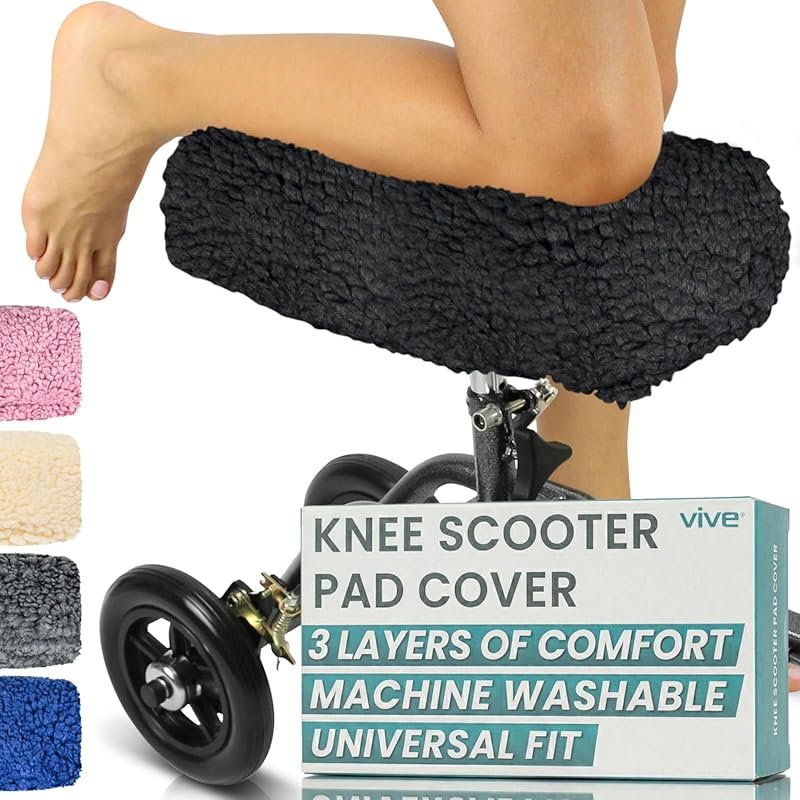 Vive Mobility Knee Scooter Pad Cover - Soft Sheepskin Memory Foam Cush
