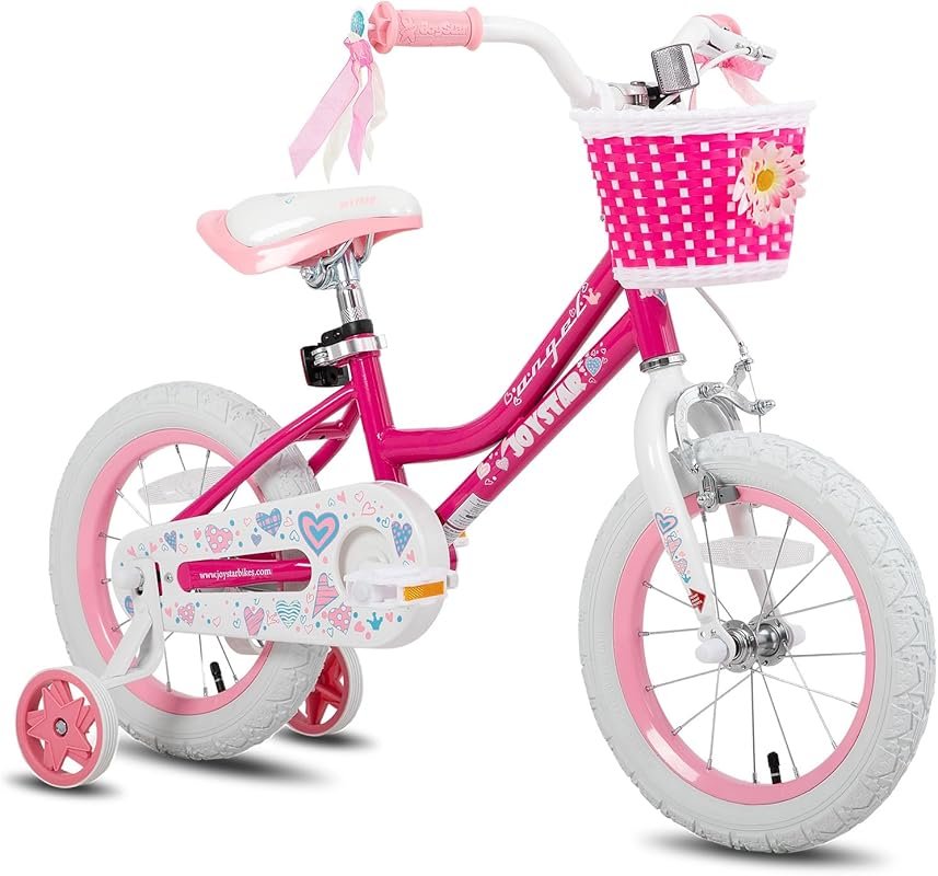 JOYSTAR Angel Girls Bikes 12-24 Inch with Training Wheels, Handbrake, 