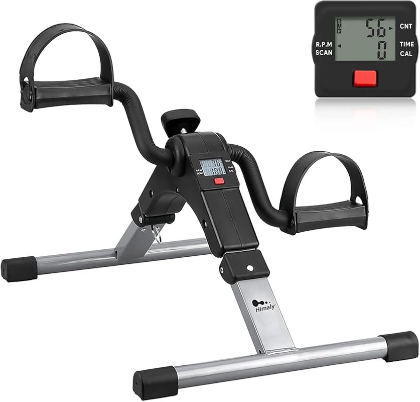 Folding Pedal Exerciser – Under Desk Mini Exercise Bike with LCD Displ