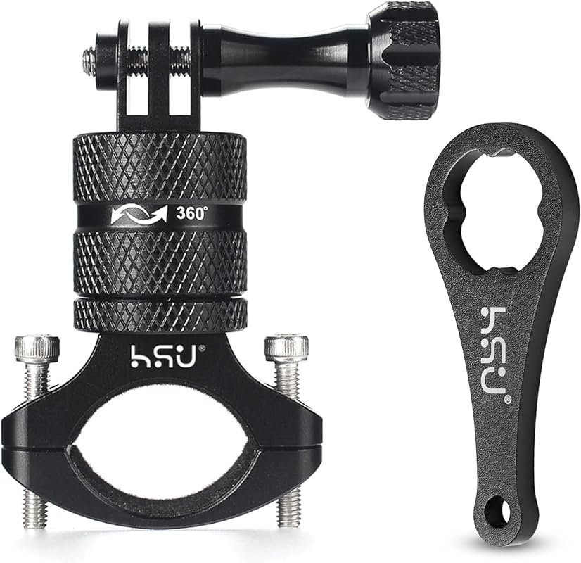 HSU Aluminum Bike Handlebar Mount for GoPro and Action Cameras, 360 De