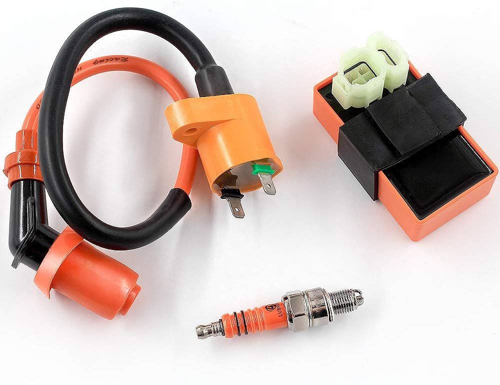 Trkimal Racing CDI Box Kit with Ignition Coil and Spark Plug for GY6 5