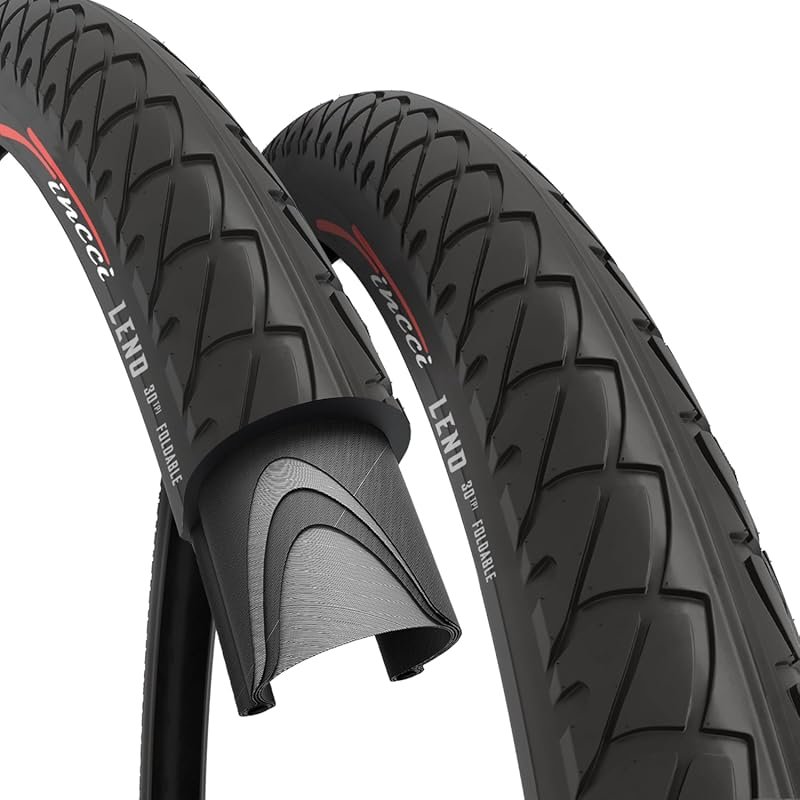 Fincci 26x1.95 Slick City Black Foldable Mountain Bike Tires with Kevl