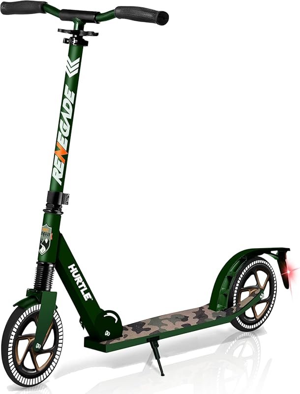 Hurtle Renegade Kick Scooter: 2-Wheel Folding, Adjustable T-Bar Handle