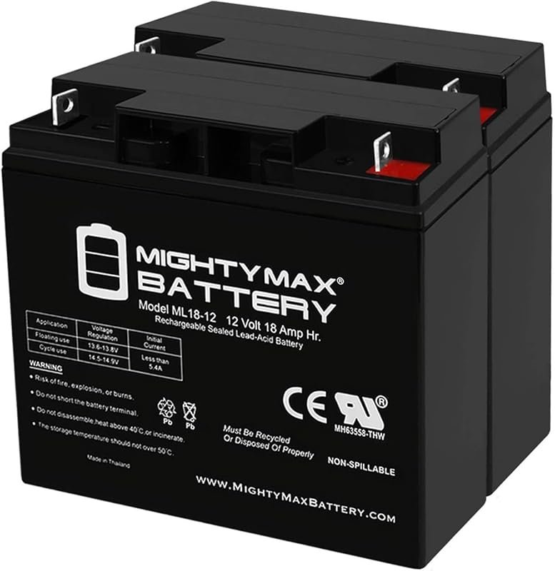 Mighty Max ML18-12: 12 Volt 18AH SLA Battery - Pack of 2