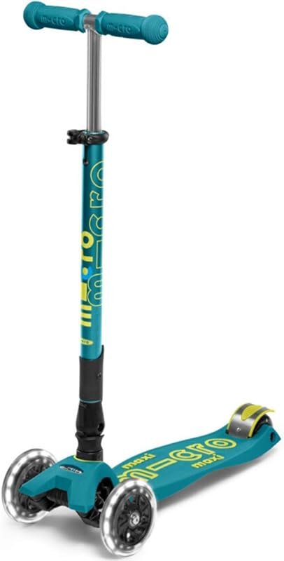 Micro Kickboard Maxi Foldable LED Kids Scooter, Ages 5-12, Lean-to-Ste