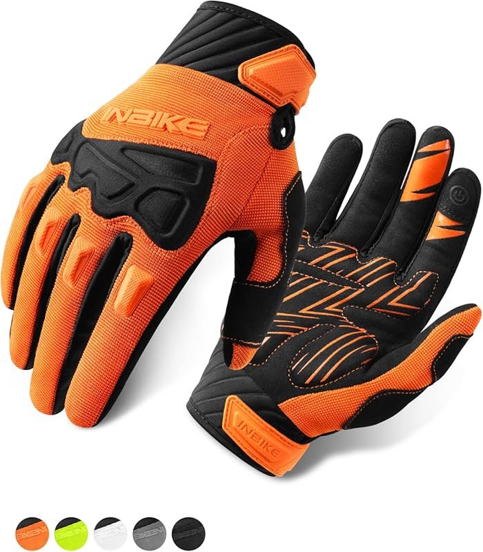 INBIKE Breathable Mountain Bike Gloves for Men with Knuckle Guard & Pa