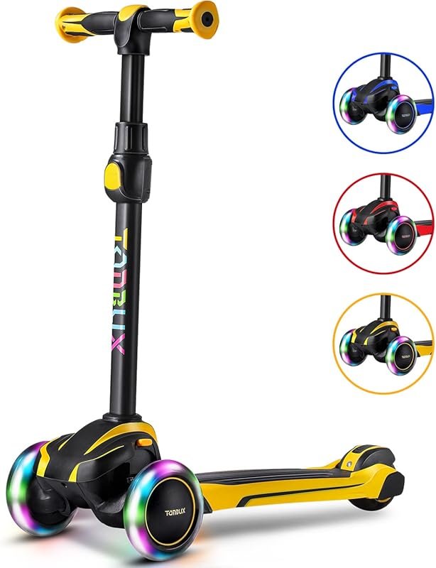 TONBUX 3-Wheel Kids Scooter for Ages 3-12 with 4 Adjustable Heights, S