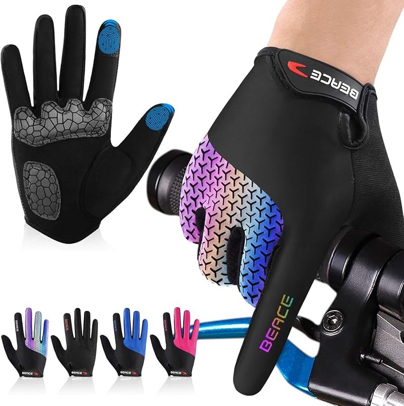 BEACE Women's Full Finger Cycling Gloves with Night Glow & Touch Scree