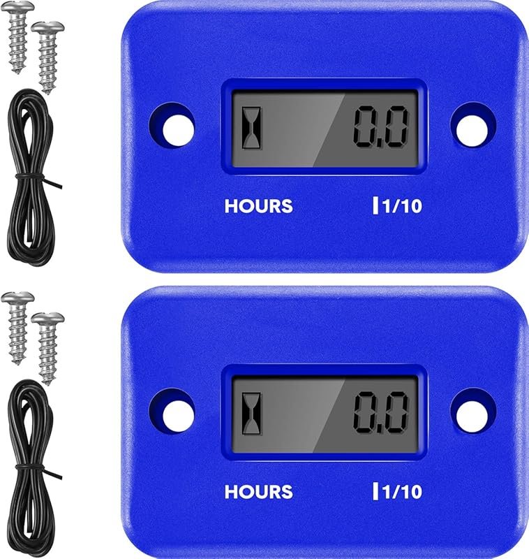 2-Pack Waterproof Inductive Hour Meter for Gas Engines Lawn Mowers Mar