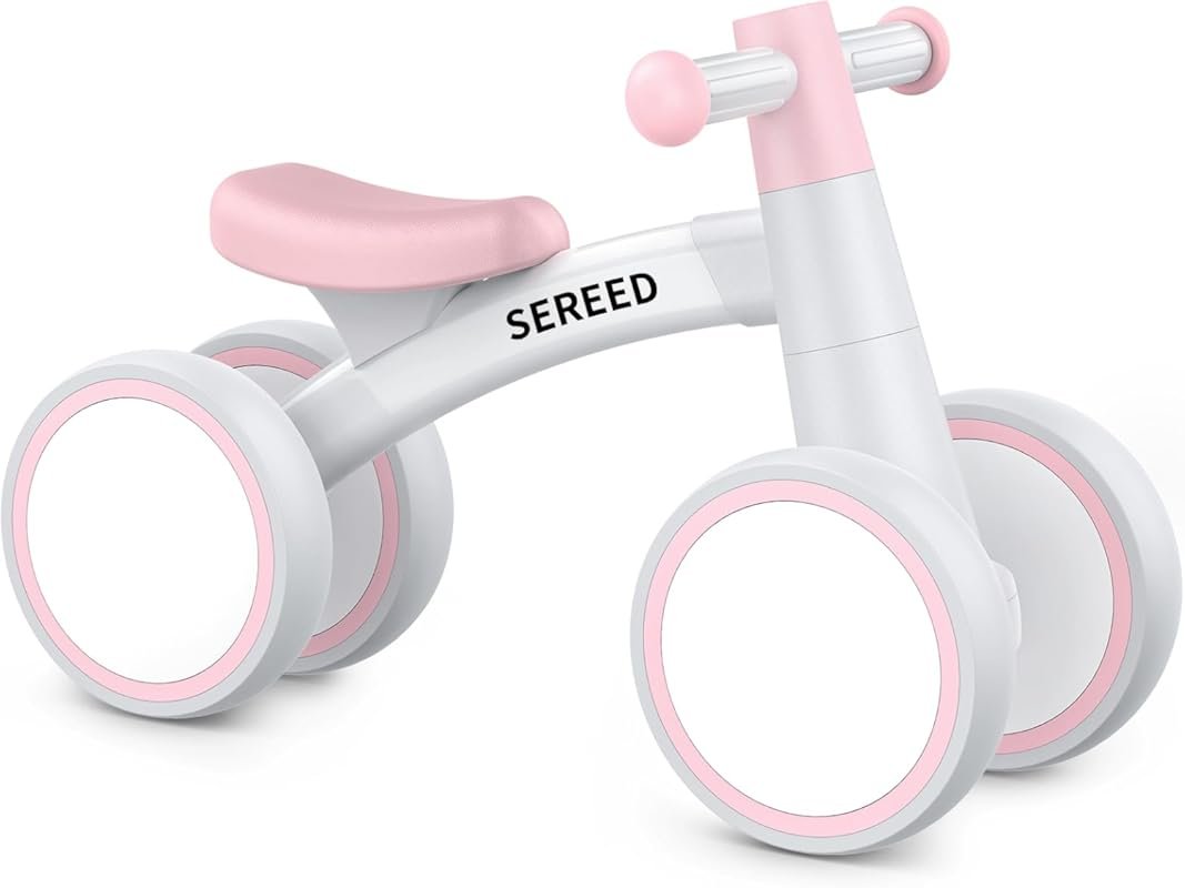 SEREED 4-Wheel Toddler Balance Bike for 12-24 Month Boys & Girls – Fir