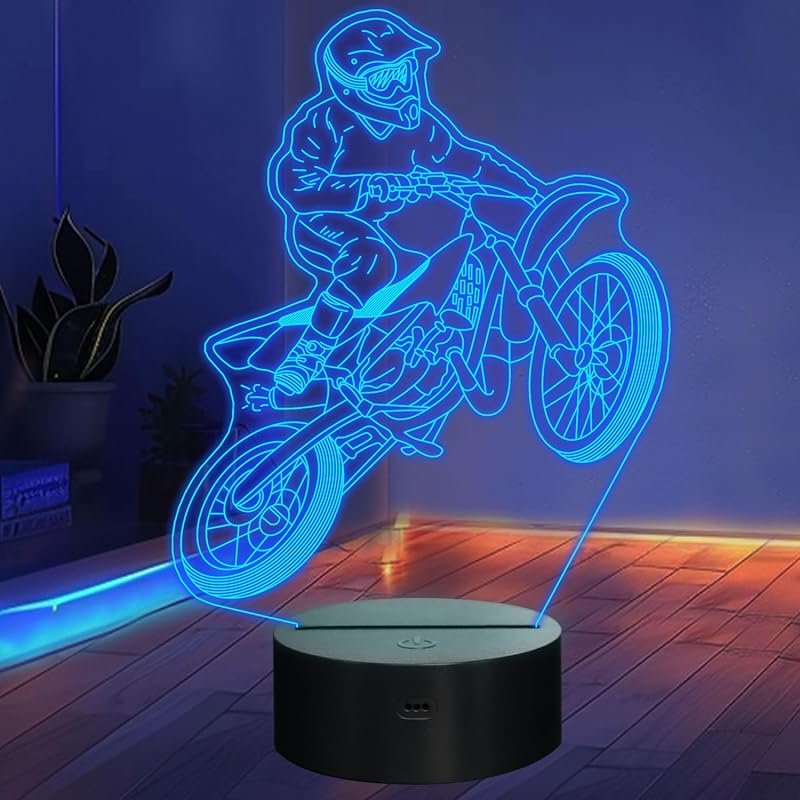 Lightzz Dirt Bike Gifts for Boys – Motocross 3D Night Light with Remot