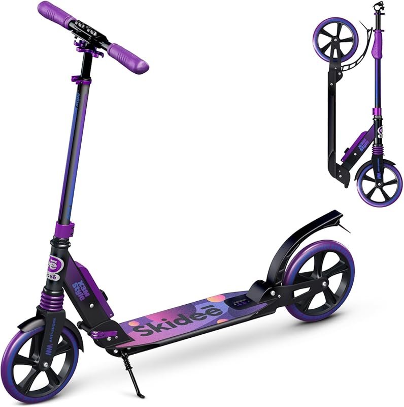 Skidee Adult & Teen Scooter: Adjustable, Folding, Large Wheels with Su