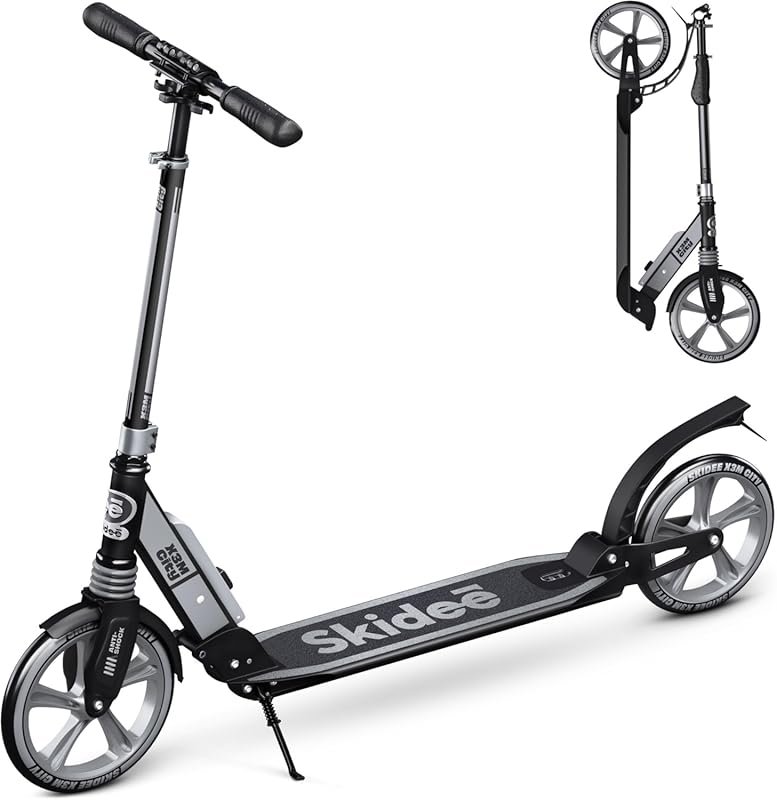 Skidee Adult & Teen Scooter: Adjustable Folding, Large Wheels, Lightwe