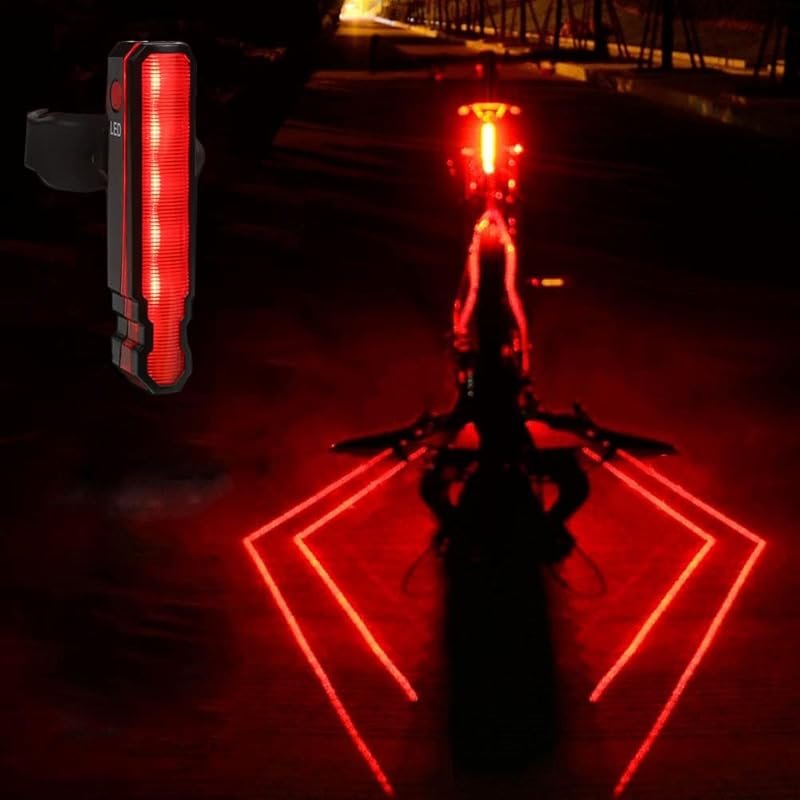USB Rechargeable 5-LED Waterproof Bike Laser Light with 6 Modes for Ni