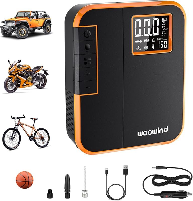 Woowind DP3 Portable SUV Tire Inflator: 150PSI Air Compressor with Aut