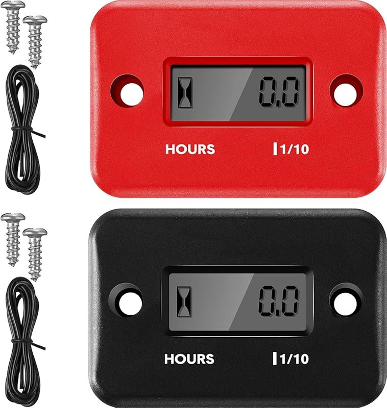 2-Pack Waterproof Inductive Hour Meter for Gas Engines Lawn Mowers Mar