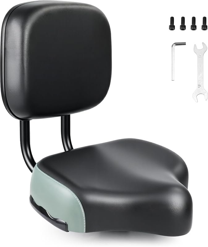 MEGHNA Soft PU Bike Saddle with Backrest for Mountain/Commuter/Tricycl