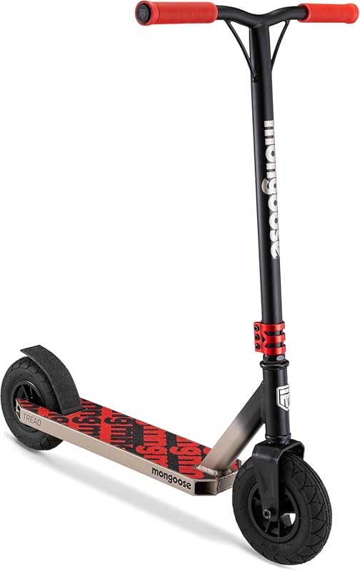 Mongoose Tread Dirt Scooter: 200mm Air Tires for Dirt/Gravel, Freestyl