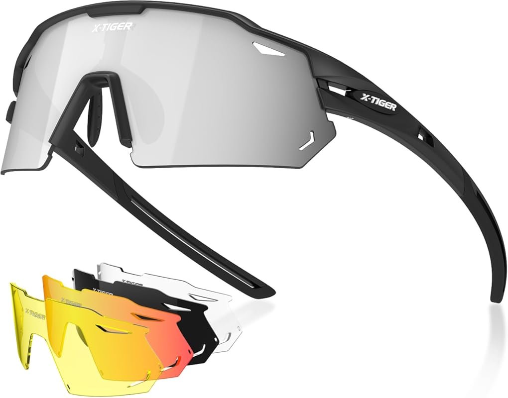 X-TIGER Polarized Cycling Glasses with 5 Interchangeable Lenses for MT