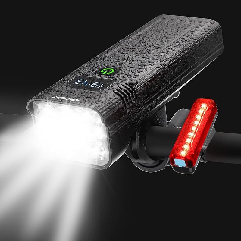 10,000Lumen Rechargeable LED Bike Headlight – High/Low Beam, Night Rid