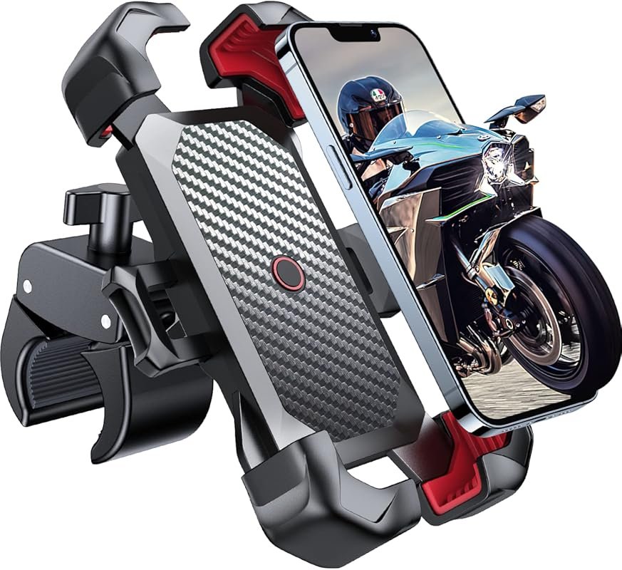 JOYROOM 1s Auto Lock Military Anti-Shake Motorcycle Phone Holder – 100mph Shockproof with 10s Install for All Phones