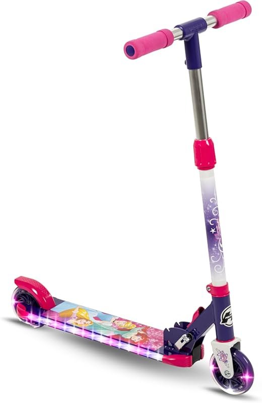 Huffy Light-Up 2-Wheel Kick Scooter for Kids: LED Lights, Foldable, Ad