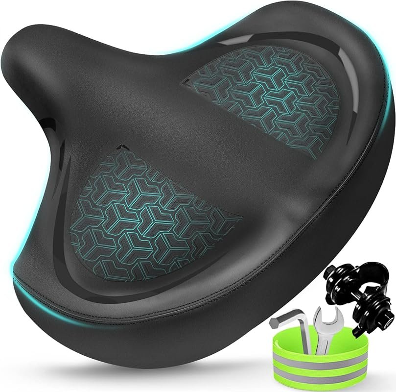 Extra Wide Comfort Bicycle Seat for Men & Women: Cushioned Saddle for 
