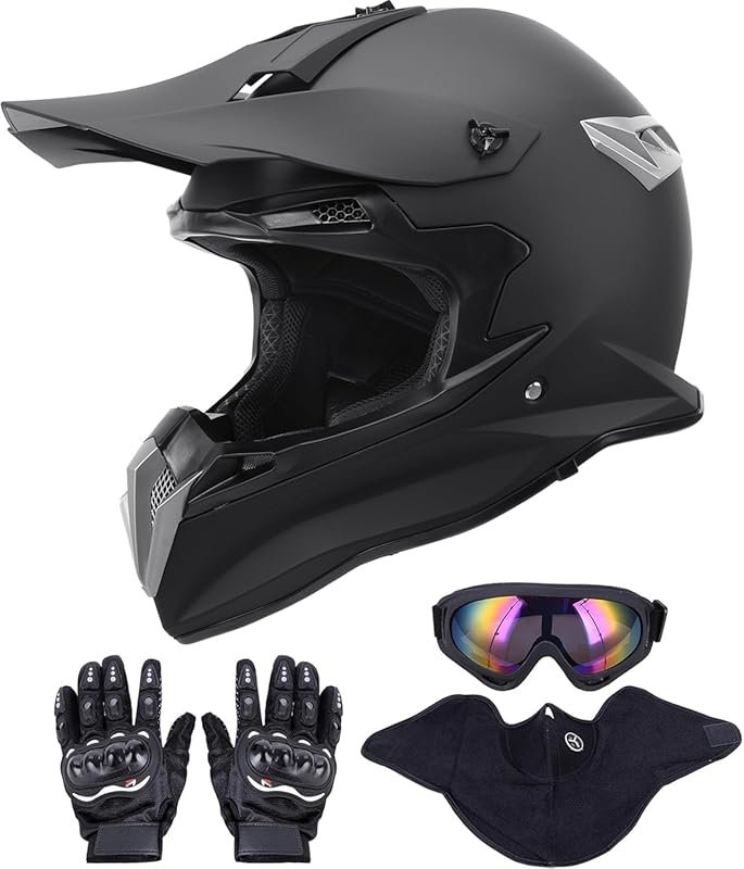 OUMURS Adult Motocross Helmet with Goggles, Gloves & Adjustable Visor 