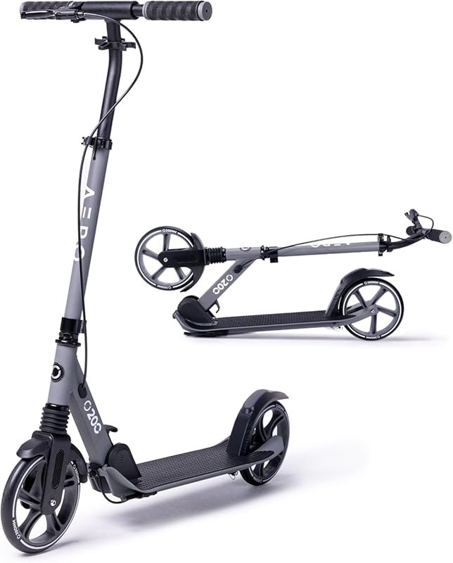 AERO MOBILITY Kick Scooter for Kids 6+ – Light Up Wheels, Hand Brake, 