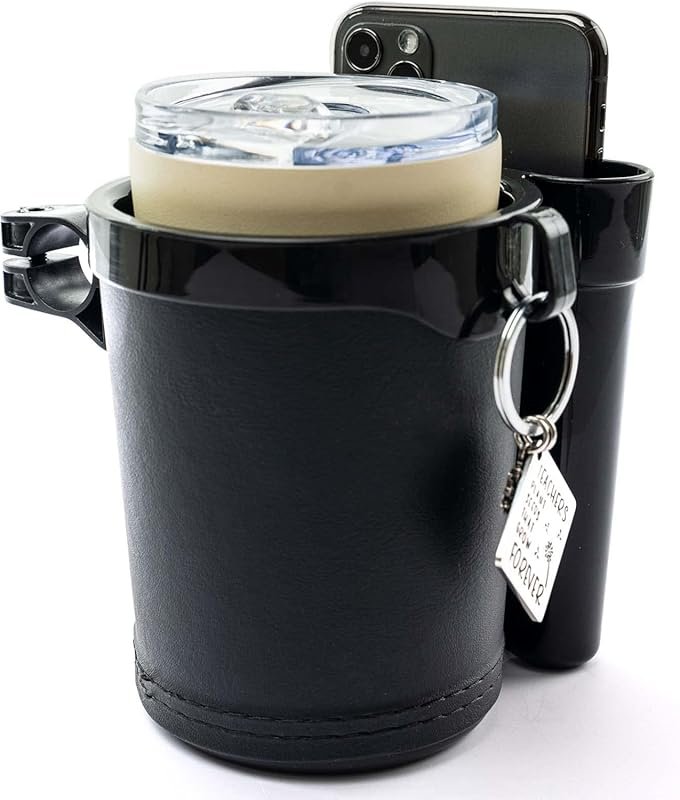 Black Handlebar Cup Holder with Phone & Key Holder for Bike, Motorcycl