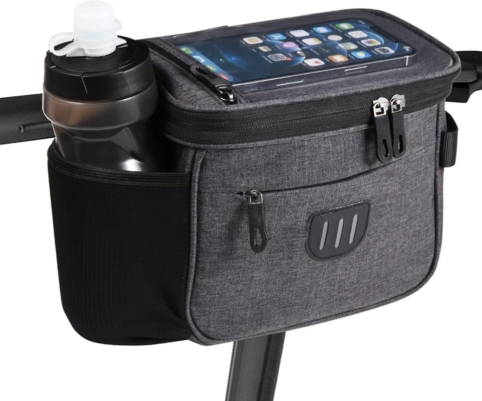 Large 6.5-Inch Transparent Bike Handlebar Bag with Shoulder Strap for